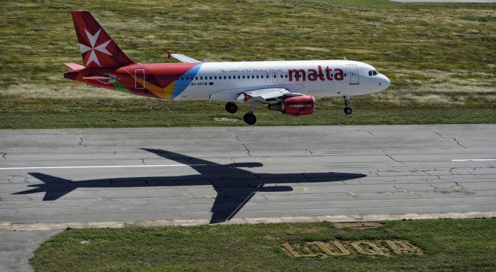 Air Malta Aircraft Over Runway