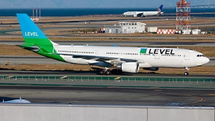 LEVEL Airlines Airbus A330 (EC-NEN) Taxiing to its gate at San Francisco International Airport