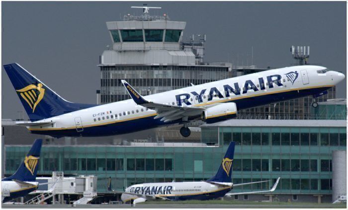 Ryanair Boeing 737 departs Manchester