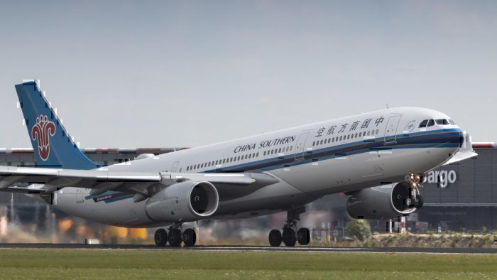 China Southern Airlines A330 rocketing out of Amsterdam for Guangzhou