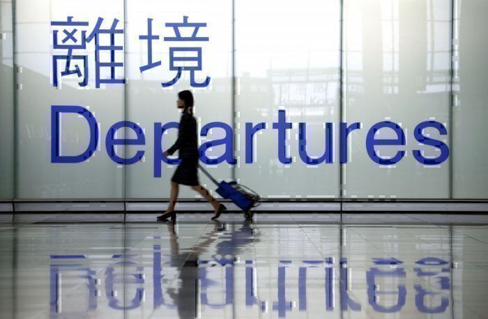 Departures sign at Chinese airport