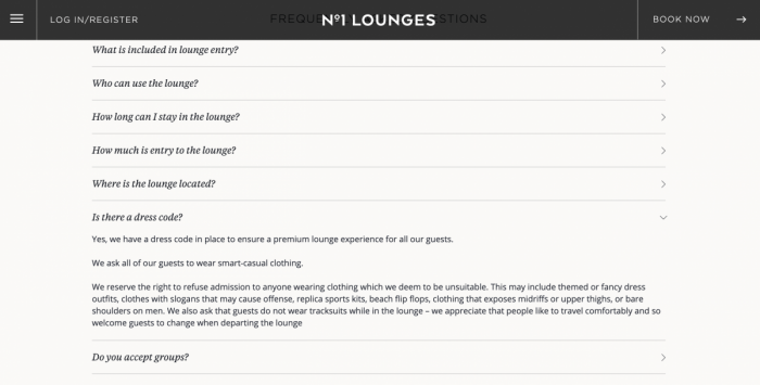 No.1 Lounge policy