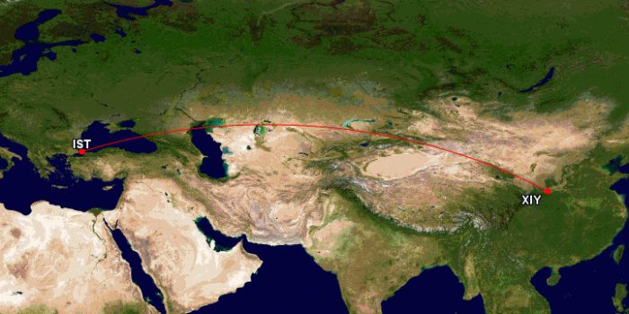 Flight route from IST-XIY