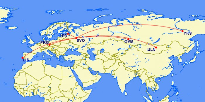 moscow to flight map