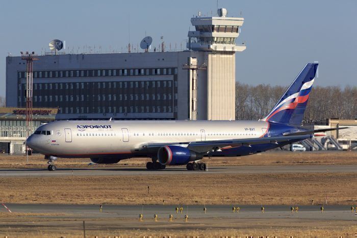 Aeroflot plane on runway