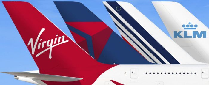 Virgin, Delta, AirFrance, KLM Tails