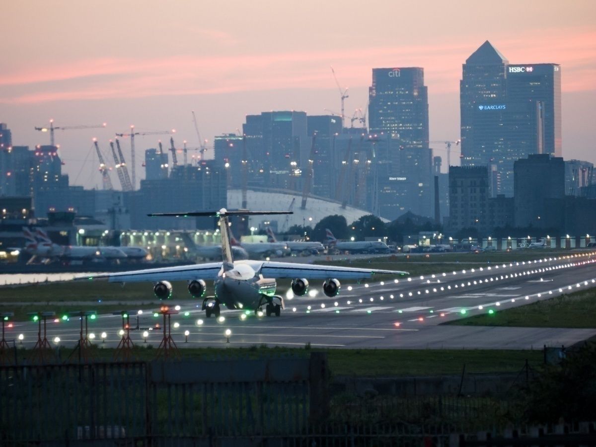 SAS aircraft takes off from London City Airport