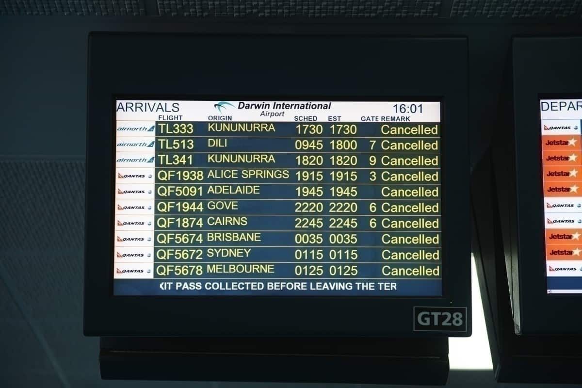 Darwin Airport cancelations