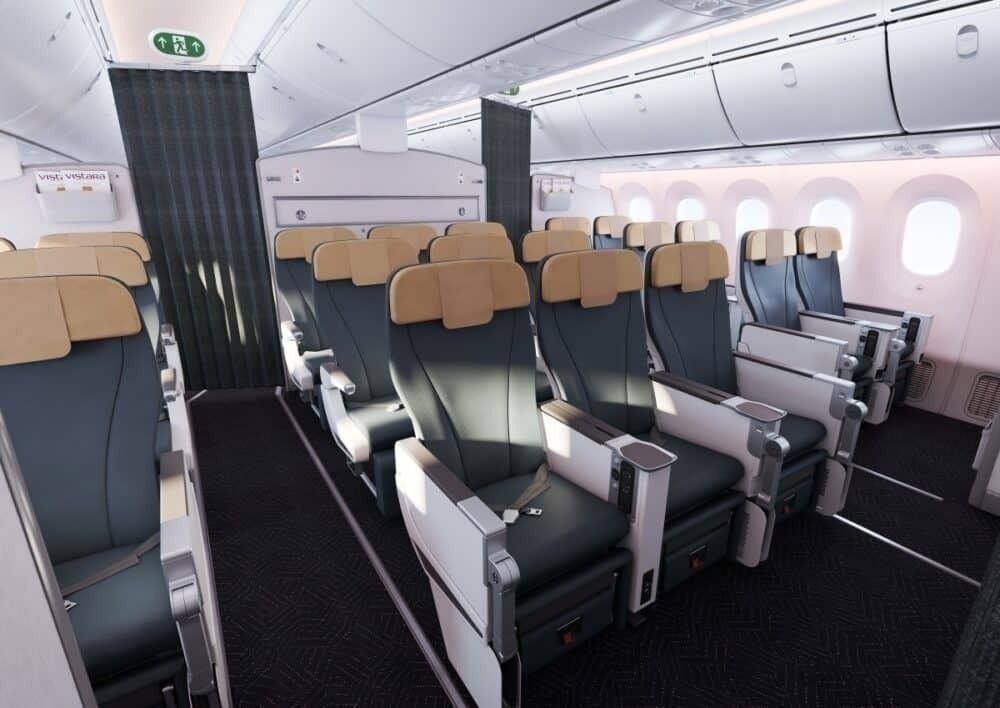 Inside the Vistara Boeing 787 Premium Economy Cabin.