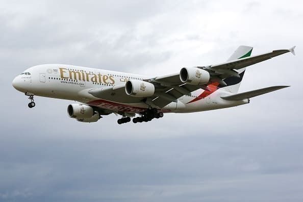 LONDON, UNITED KINGDOM - 2019/09/09: An A380 Emirates Airline plane approaching London Heathrow Terminal 3 airport. (Photo by Dinendra Haria/SOPA Images/LightRocket via Getty Images)