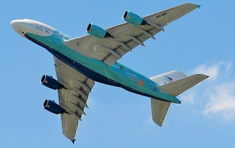 A380 9H-MIP flying