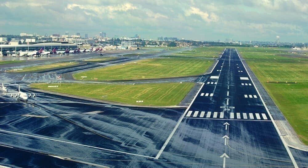 A panoramic view of Brussels Airport's Runway.