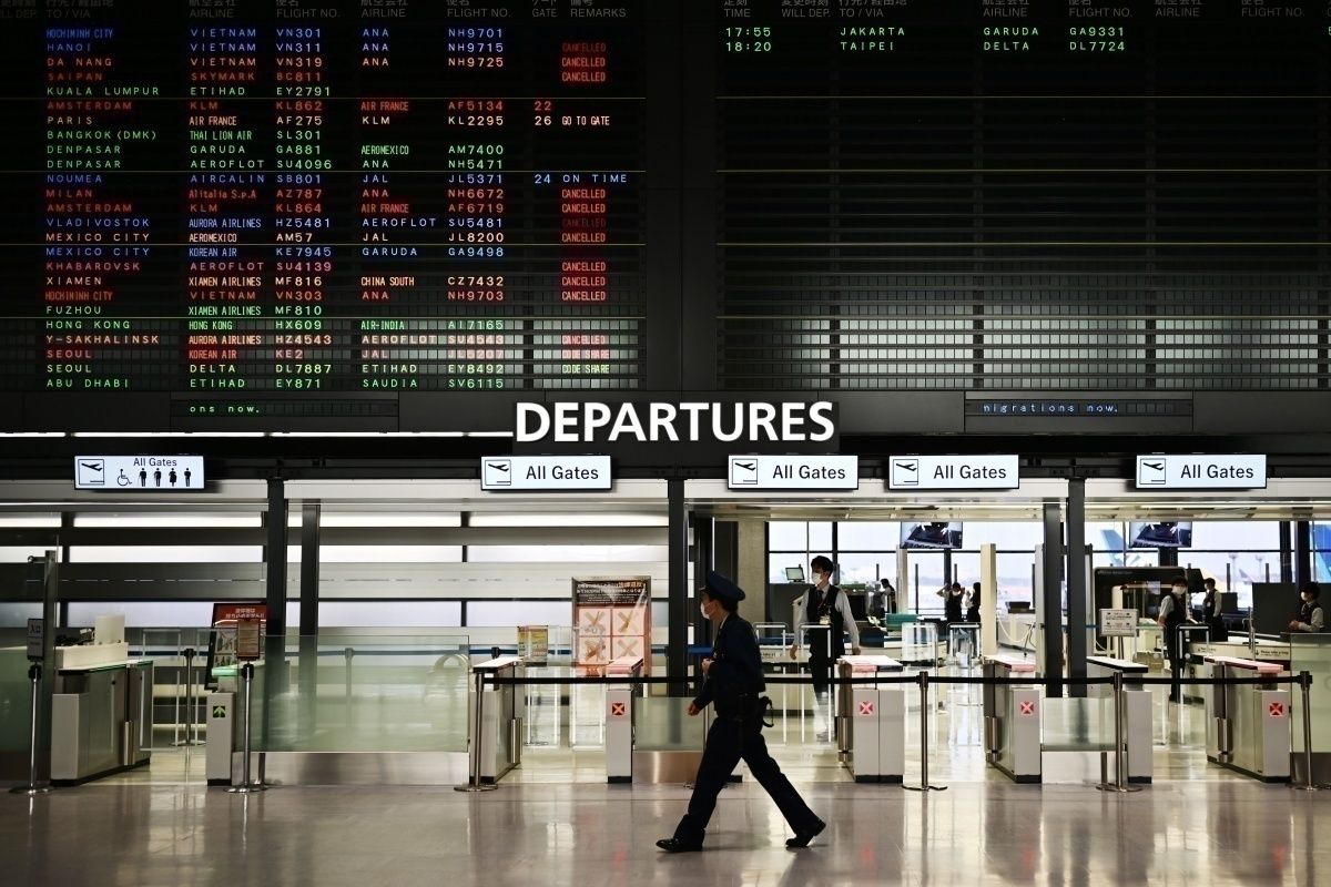 Empty departures at Narita Airport, Japan