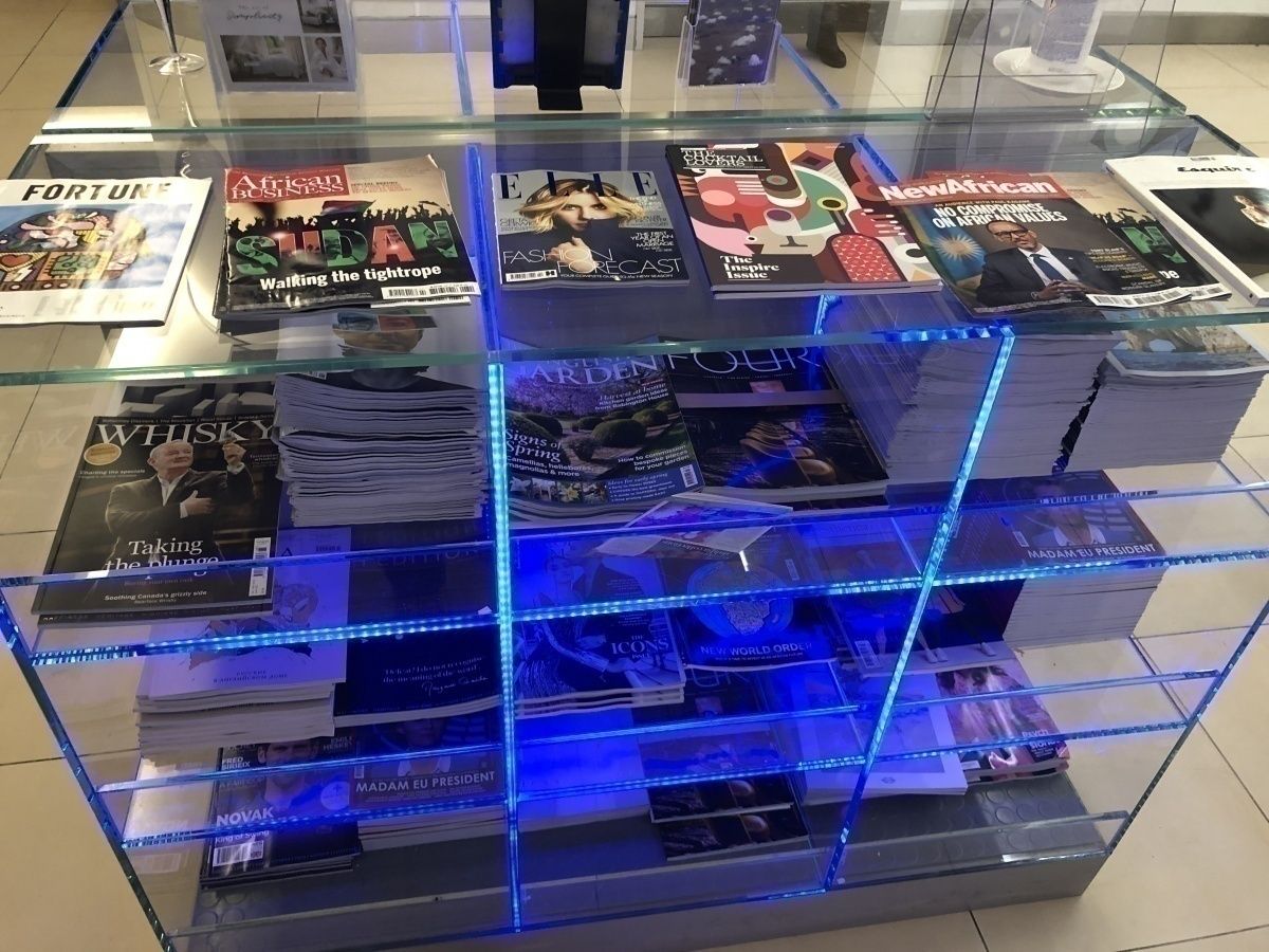 British Airways lounge magazines reading rack