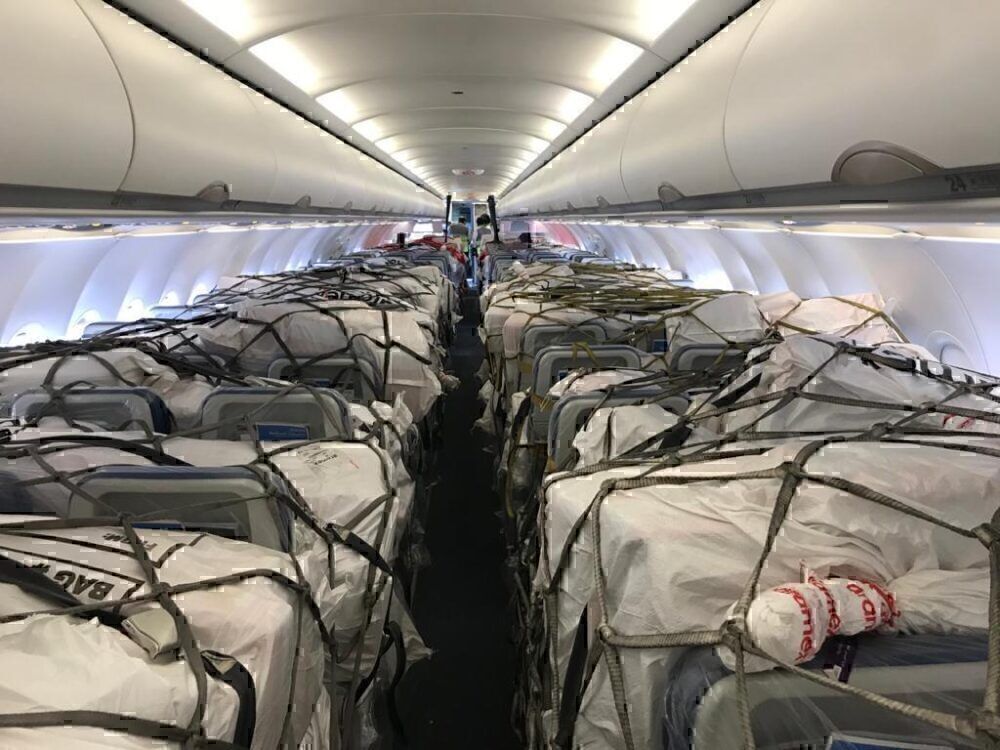 Jazeera Airways A320 loaded with cargo