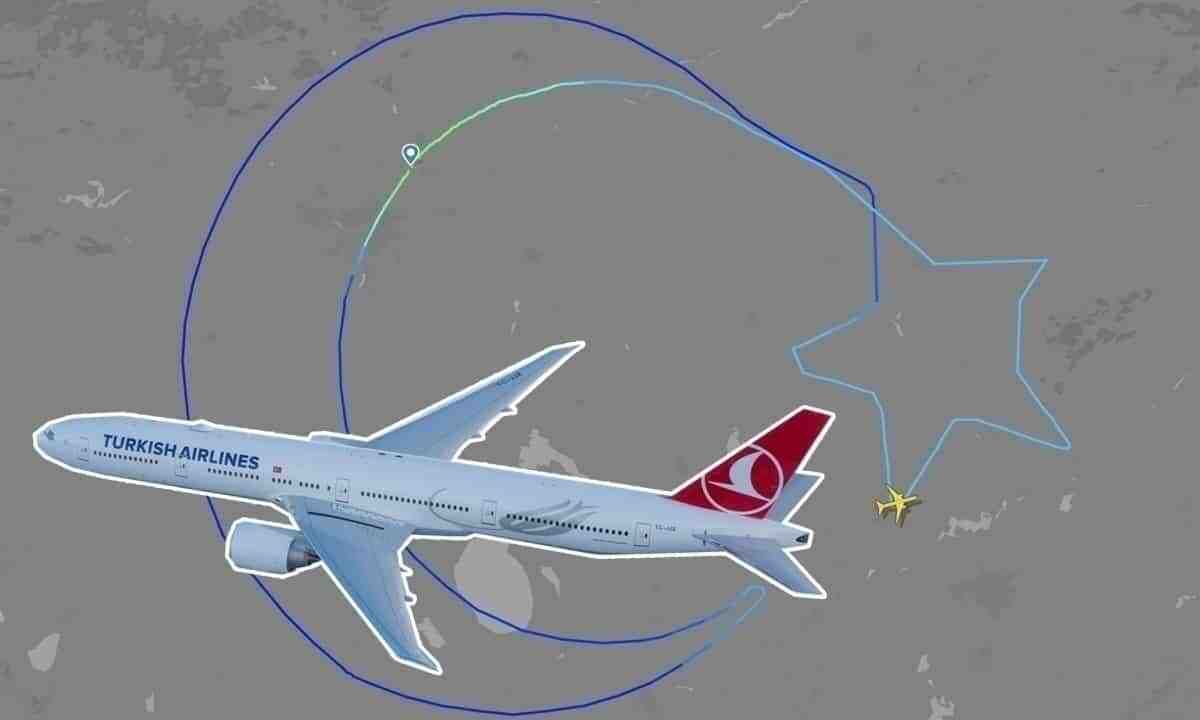 Turkish Airlines draws flag of Turkey