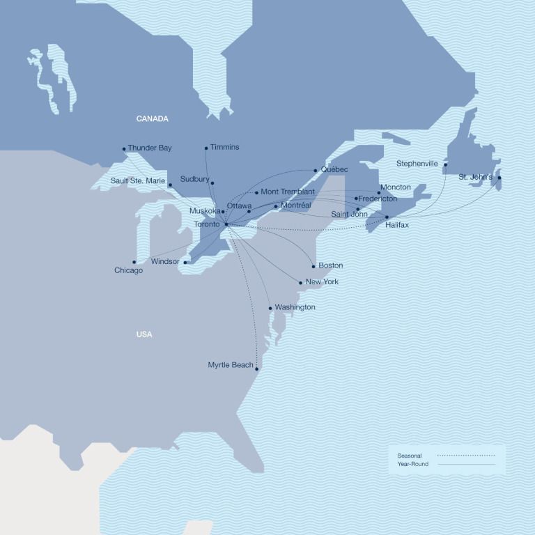 porter airlines route map