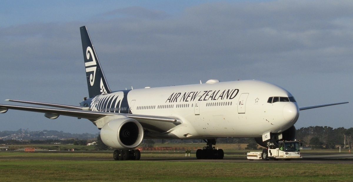 Air New Zealand 777 being towed