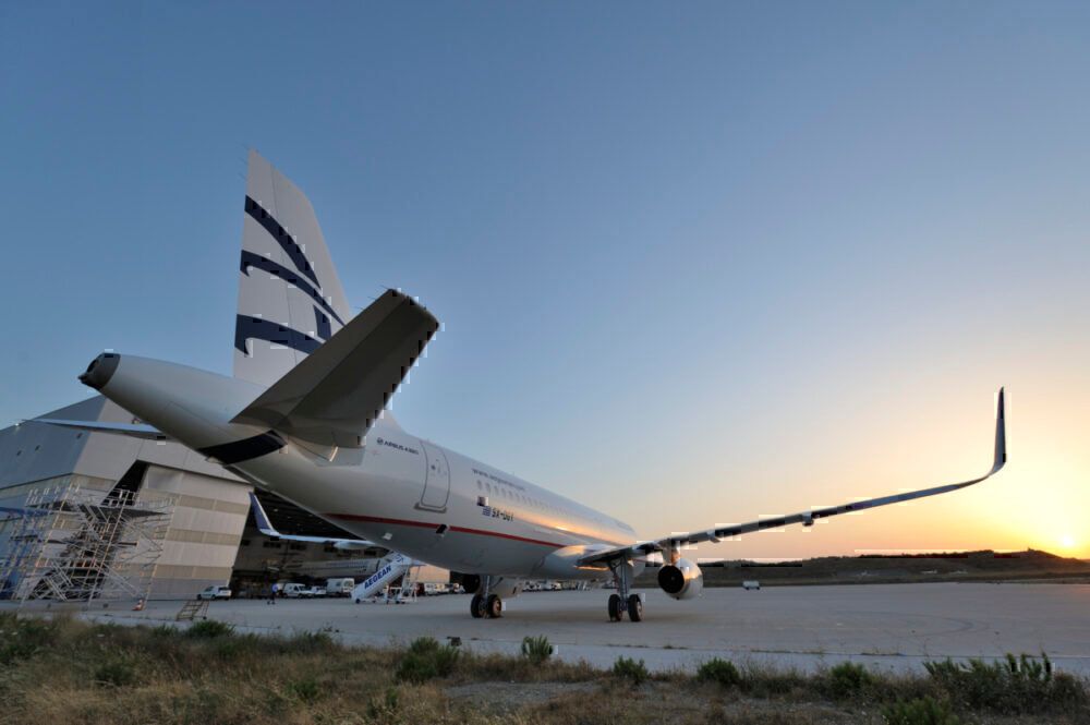 Aegean Airlines sun setting