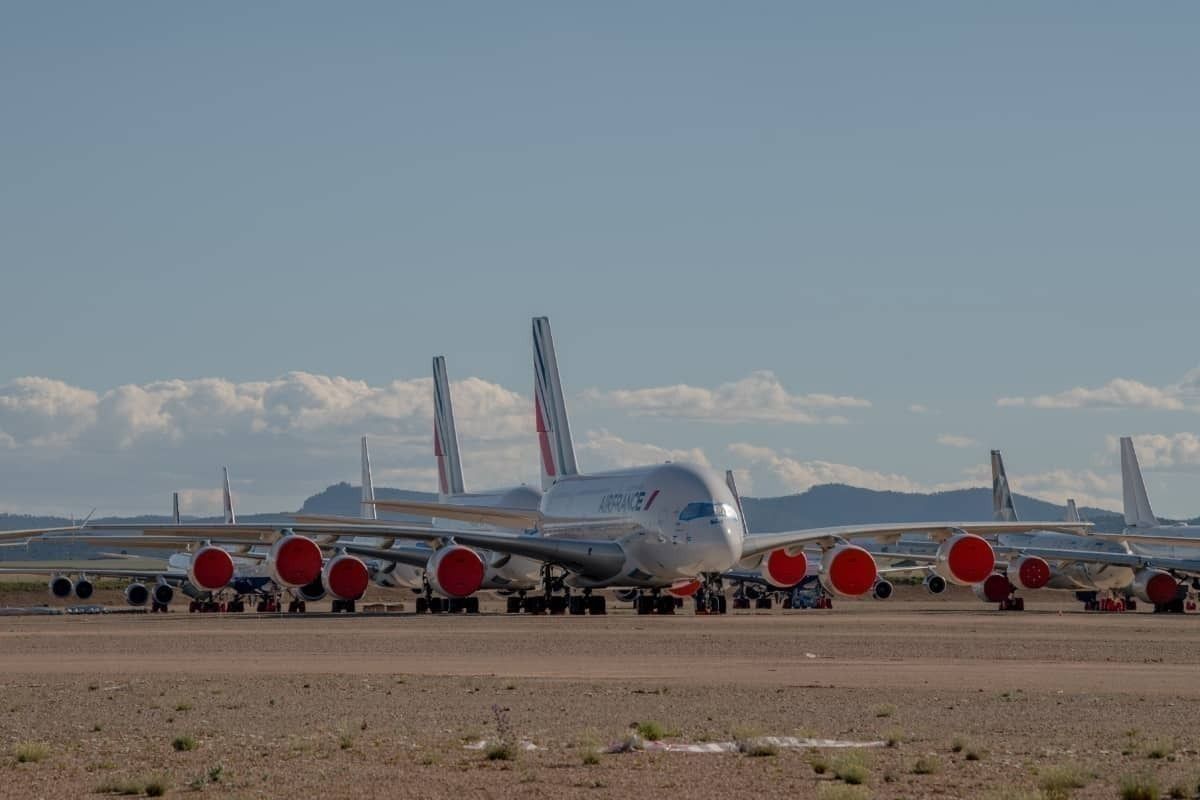 Air France A380s parked in the desert