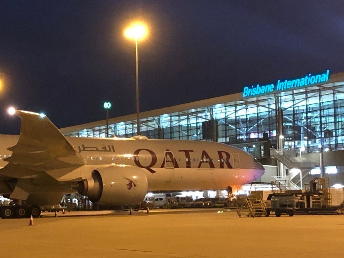 Qatar Airways at gate Brisbane Airport (BNE)