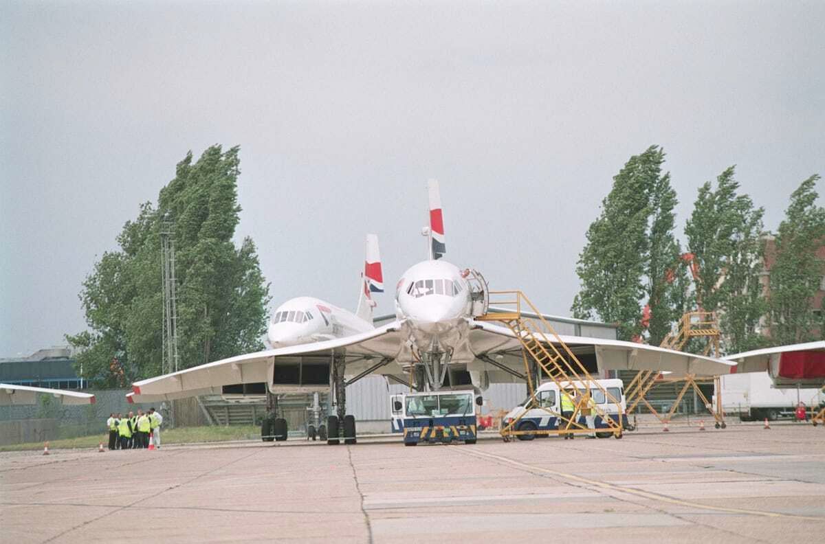 British Airways Concorde plane on ground.