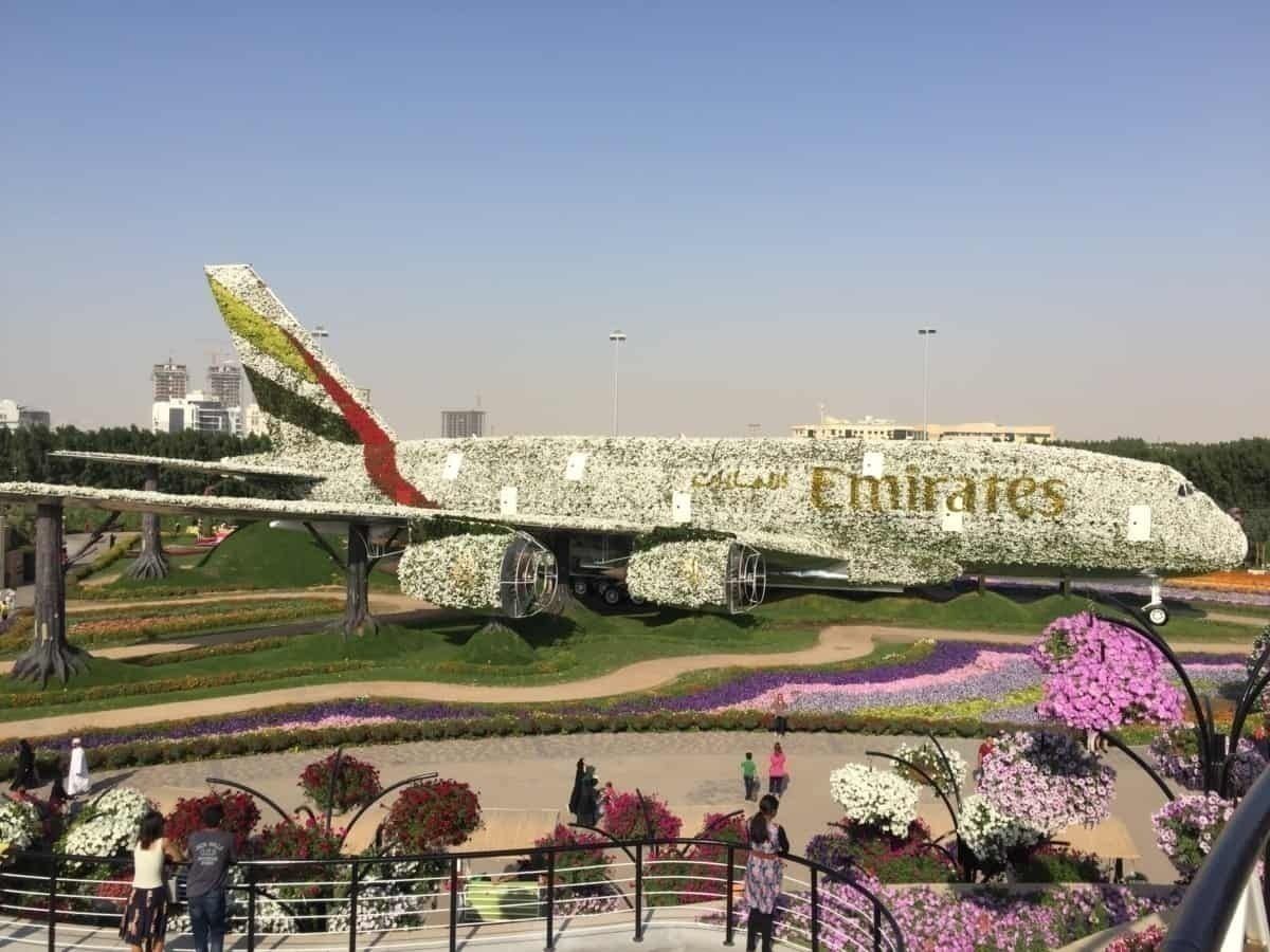 Emirates A380 flowers Dubai