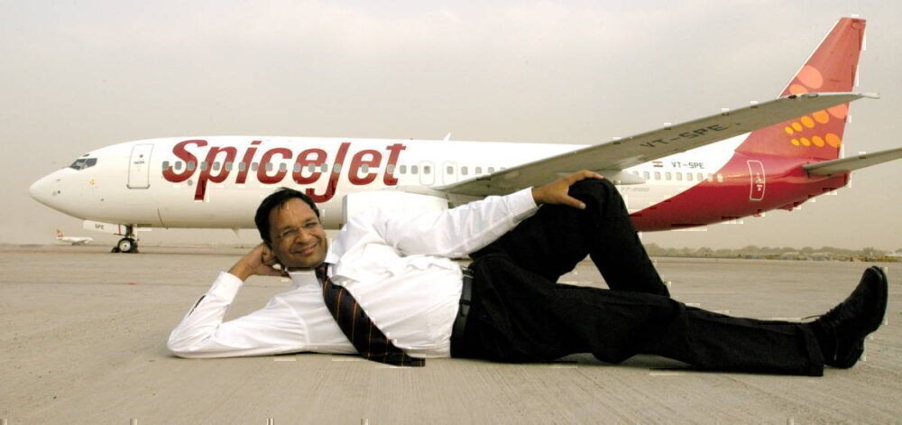 SpiceJet MD Ajay Singh in front of SpiceJet