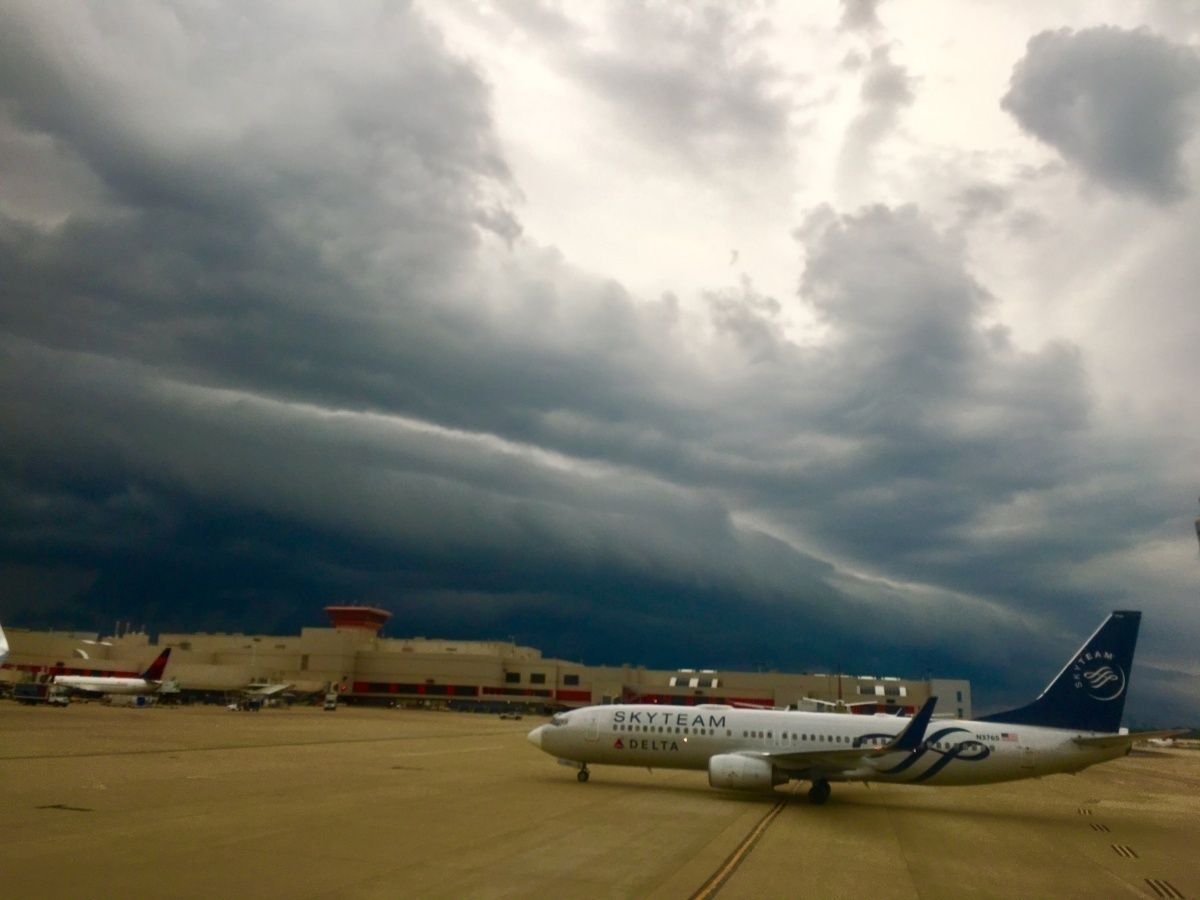 Airport in storm