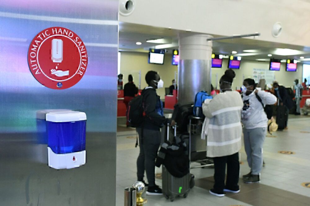 Hand sanitizer in Kenyan airport