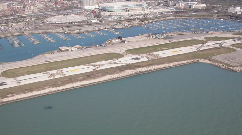 Meigs Field after Mayor Daley's bulldozers gouged giant Xs along the runway. 