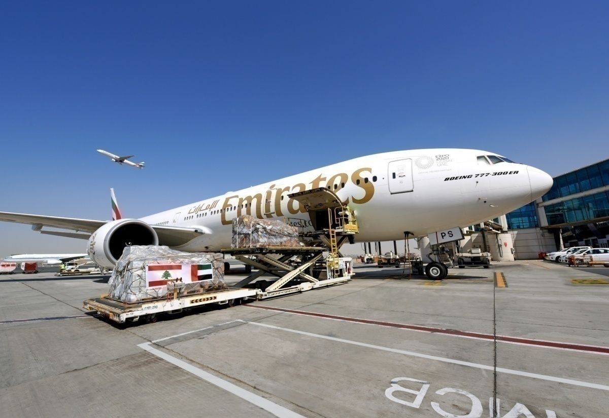 Emirates foundations humanitarian aid flight beirut lebanon
