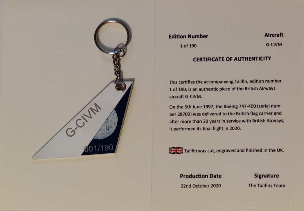 British Airways G-CIVS Heathrow 2020 Aircraft photo/magnet /keyring/mousemat 