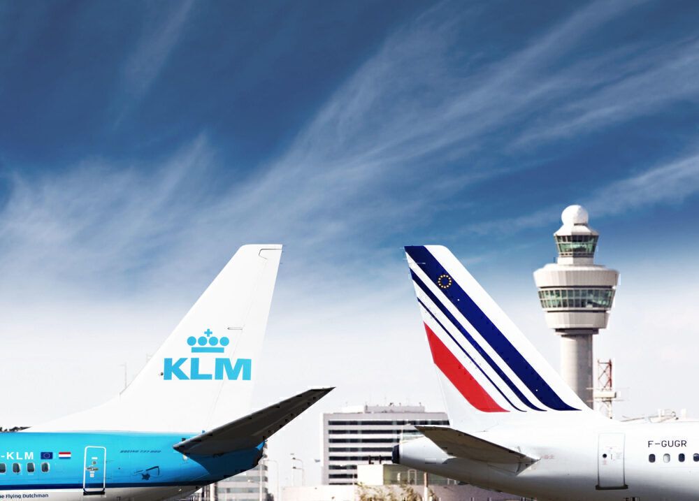 Air France-KLM aircraft tails next to each other 