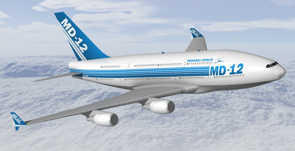 A drawing of the proposed MD-12 aircraft.