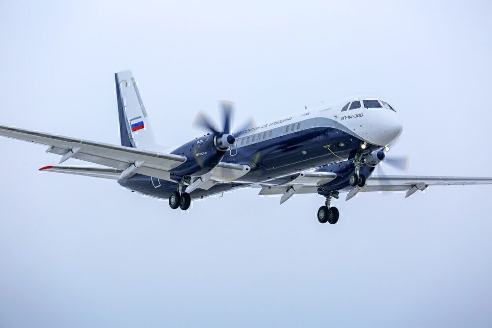 An Ilyushin IL-114-300 in flight.