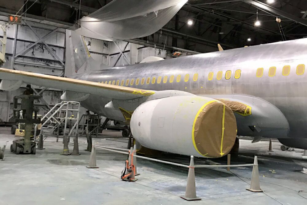 Aircraft paint stripped