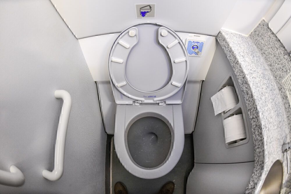 Airplane bathroom toilet