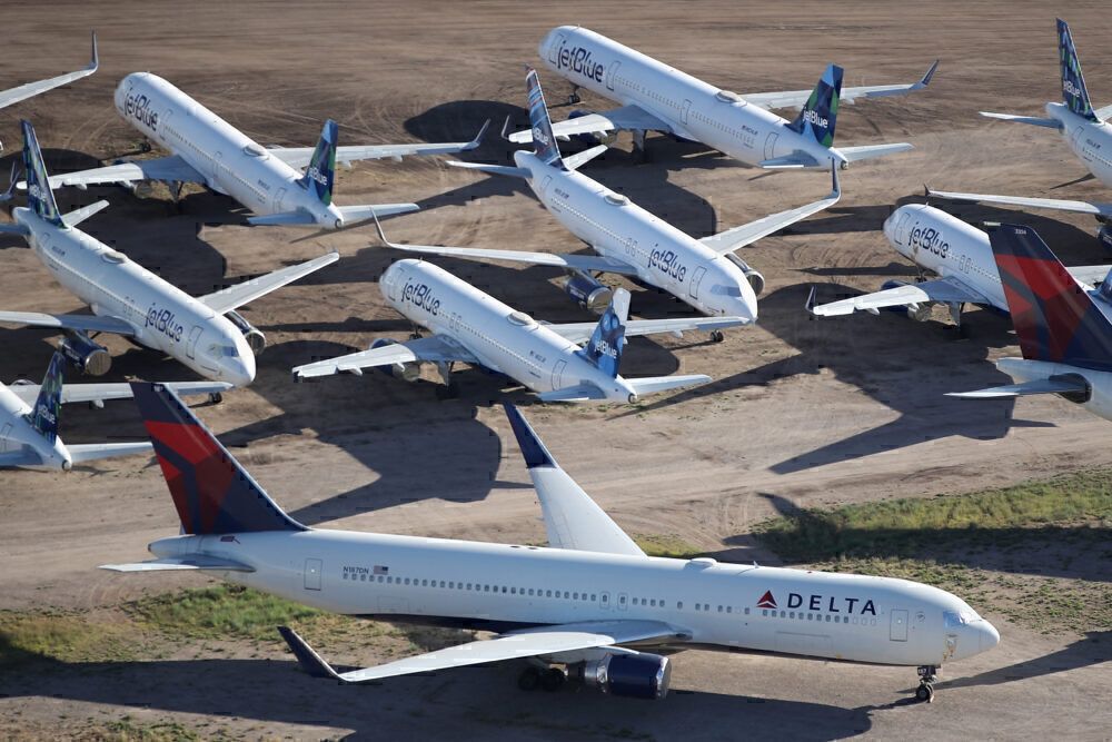 Delta and JetBlue Getty