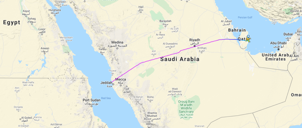 FlightRadar24.com Map Qatar Airways Saudi