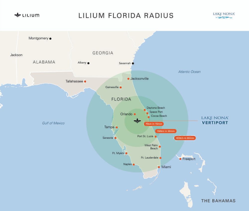 Lilium eVTOL Florida radius