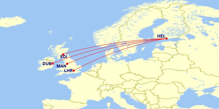 Finnair's British destinations