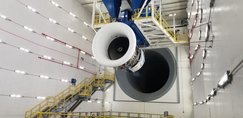 A Delta A330neo engine being fixed.