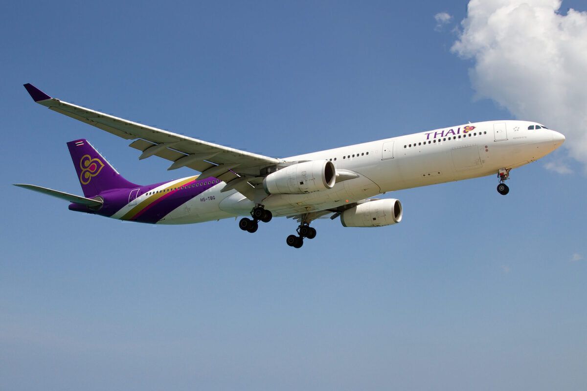 A Thai Airways Airbus A330-300 about to land at Phuket