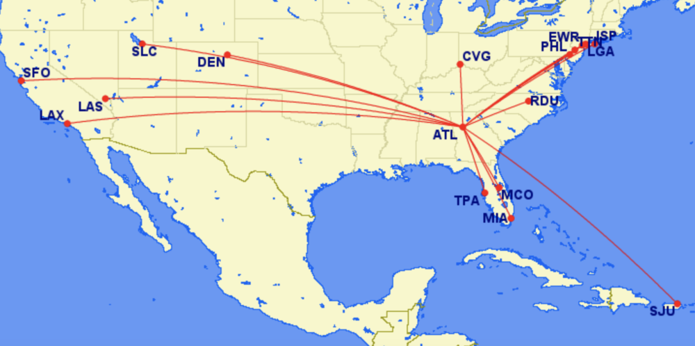 ATL routes on Frontier