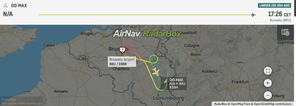 Radarbox TUI 737 MAX flight