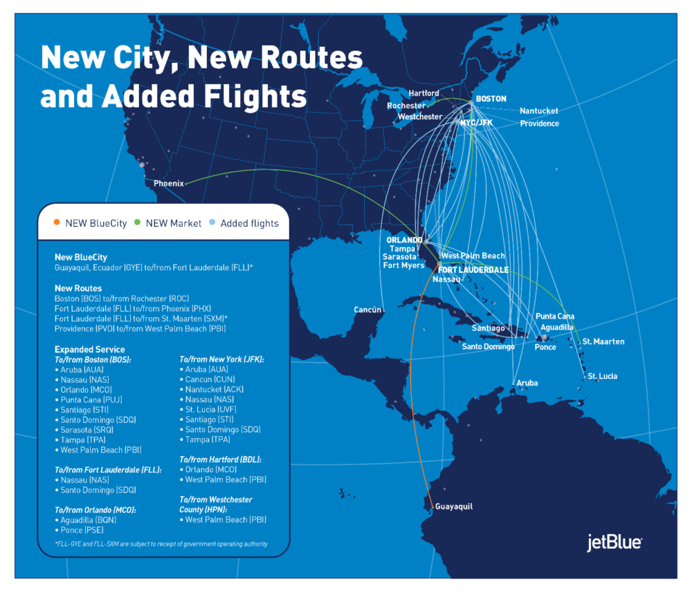 JetBlue new route map