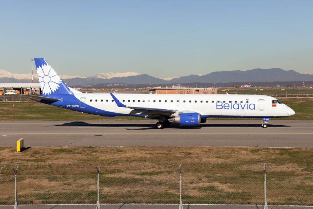 Belavia Belarusian Airlines Embraer 190 taxiing at Milan