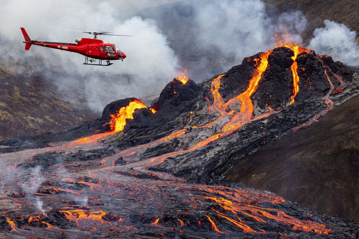 Aircraft activity over volcano