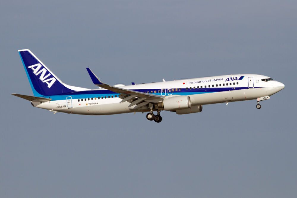 An All Nippon Airways (ANA) Boeing 737-800 landing at Tokyo